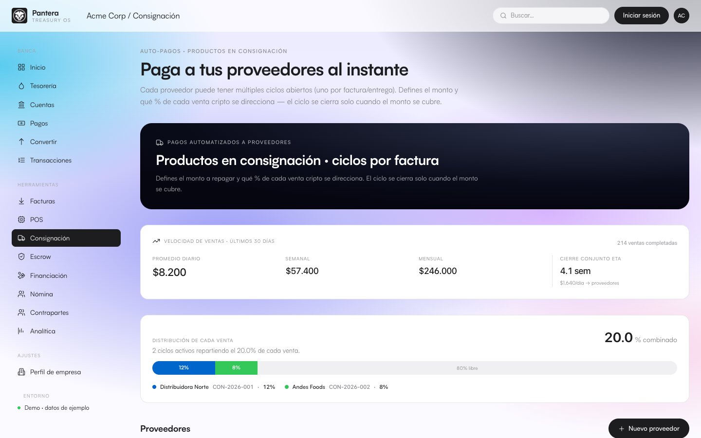 Consignación · auto-pagos